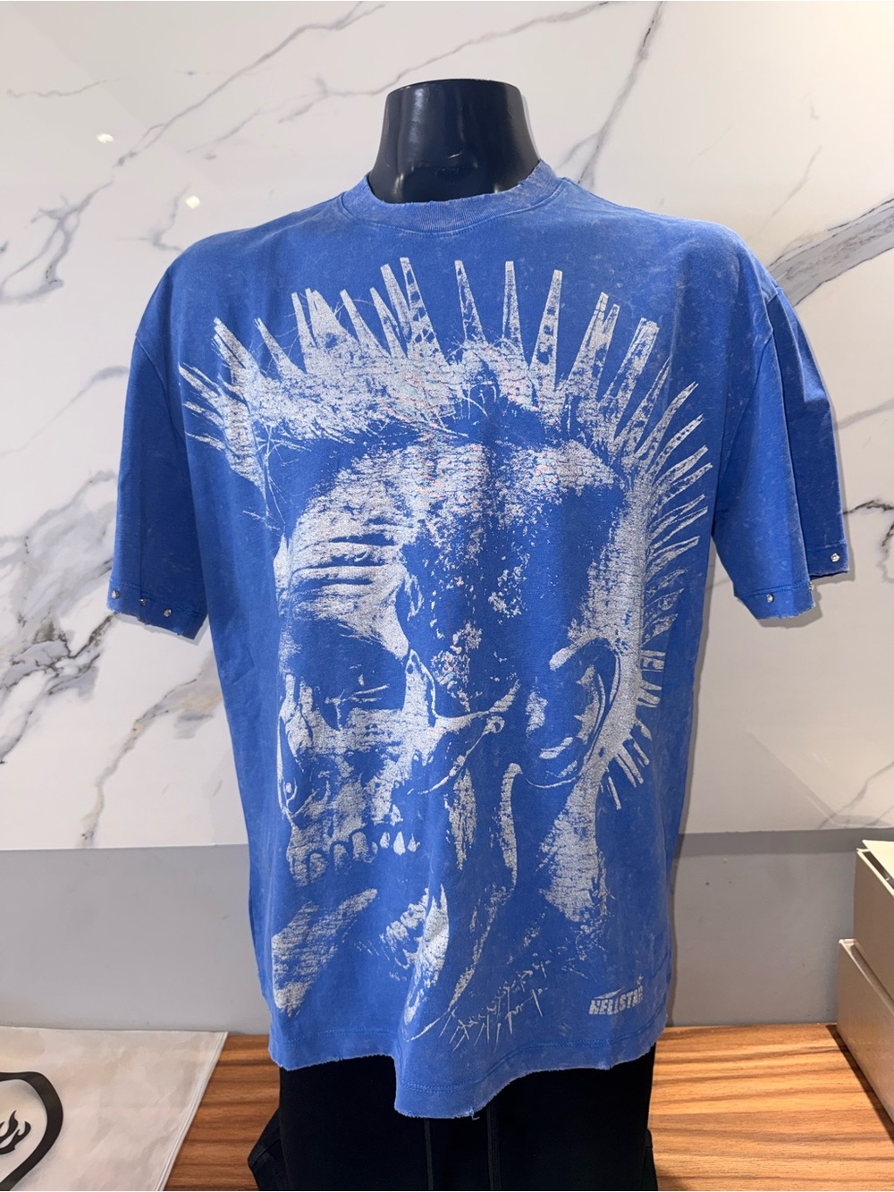 Hellstar Blue Graphic Skull Punk Tee